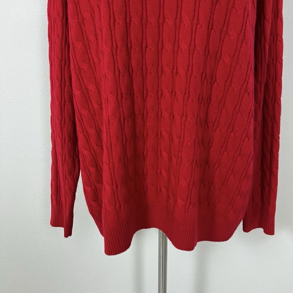 Red Cable Knit Sweater Womens Size 1X Soft Cozy Christmas Holiday Croft & Barrow - Picture 5 of 14